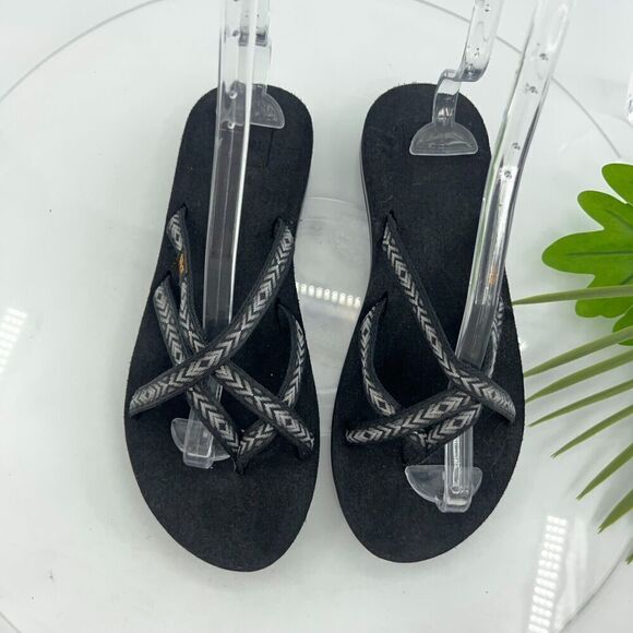Teva Women's Olowahu Sandal Size 10 Thong Slide Flip Flop Black Tan Comfy - Picture 3 of 13